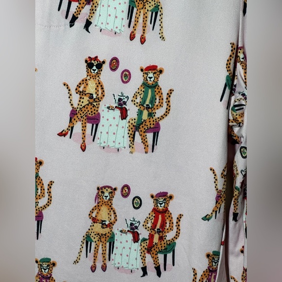 Pink Pajama Pants with Red Polka Dot Trim and Cheetah Novelty Print Size Large - Picture 3 of 7